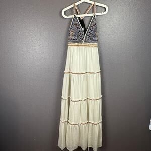 NWT L'Atiste Embroidered and Sequined Boho Triangle Dress Womens Small